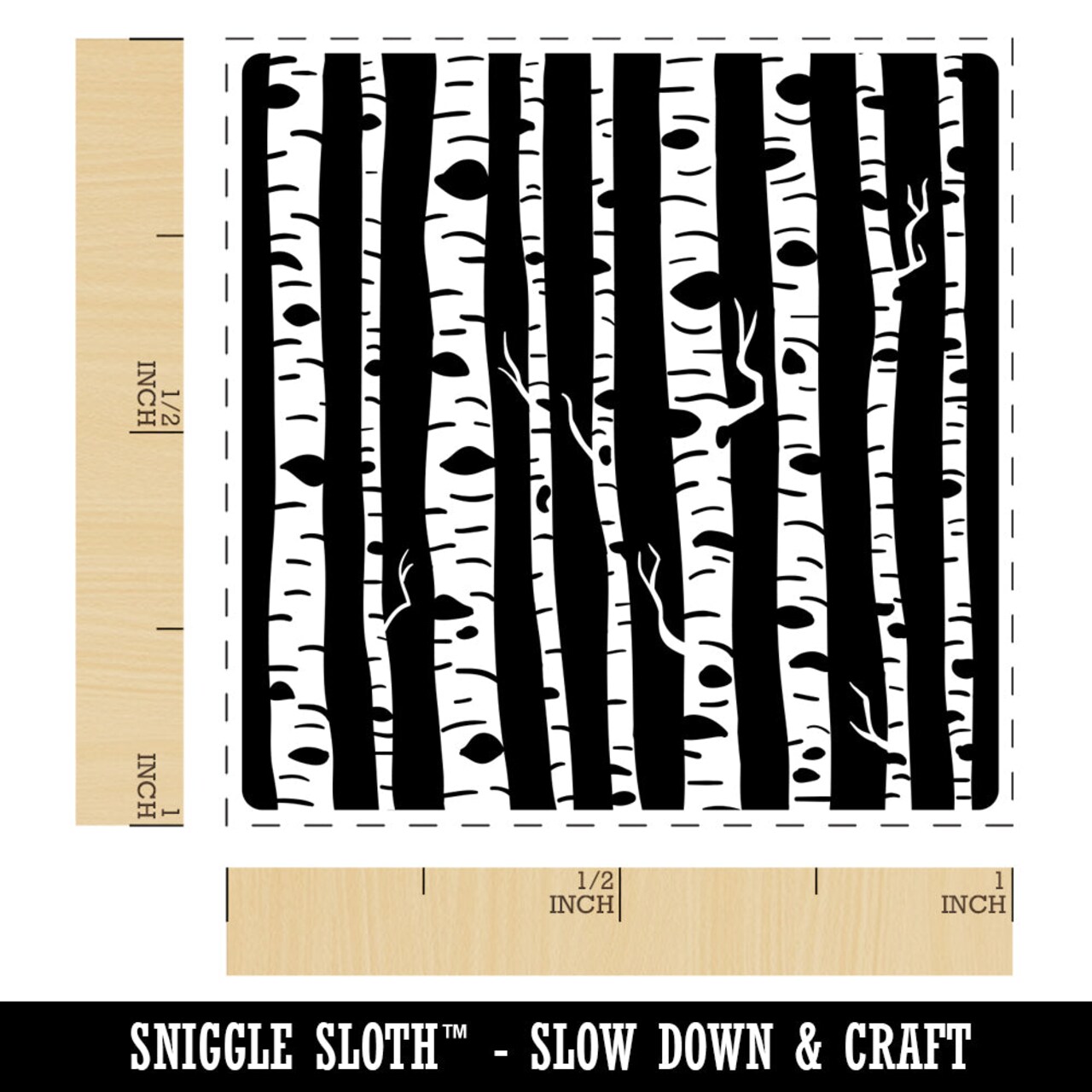 Birch Wood Trees Solid Background Self-Inking Rubber Stamp Ink Stamper